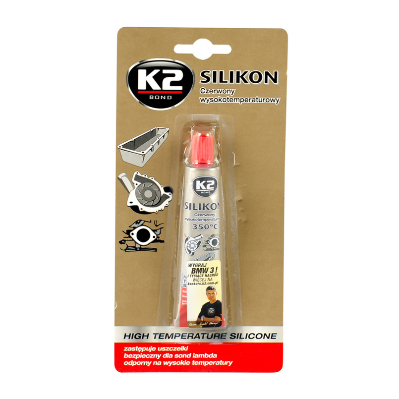 K2 SIL RED-BLIS (RED SILICON +350С) 21g Силікон герметик (червоний) блістер х24 — фото товара №3