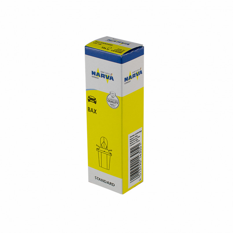 170193000 NARVA Лампа BAX 1W BX8,5d ПОМАРАНЧЕВА 12V (10шт) — фото товара №2