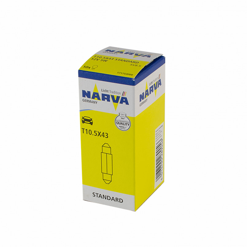 171753000 NARVA Лампа C5W 12V 5W SV8,5 11X41 |FESTOON 41mm| (10шт) — фото товара №2