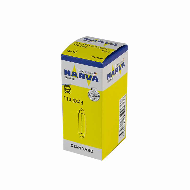 173273000 NARVA Лампа C10W 24V 10W SV8,5 11X41 |FESTOON 41mm| (10шт) HD — фото товара №2