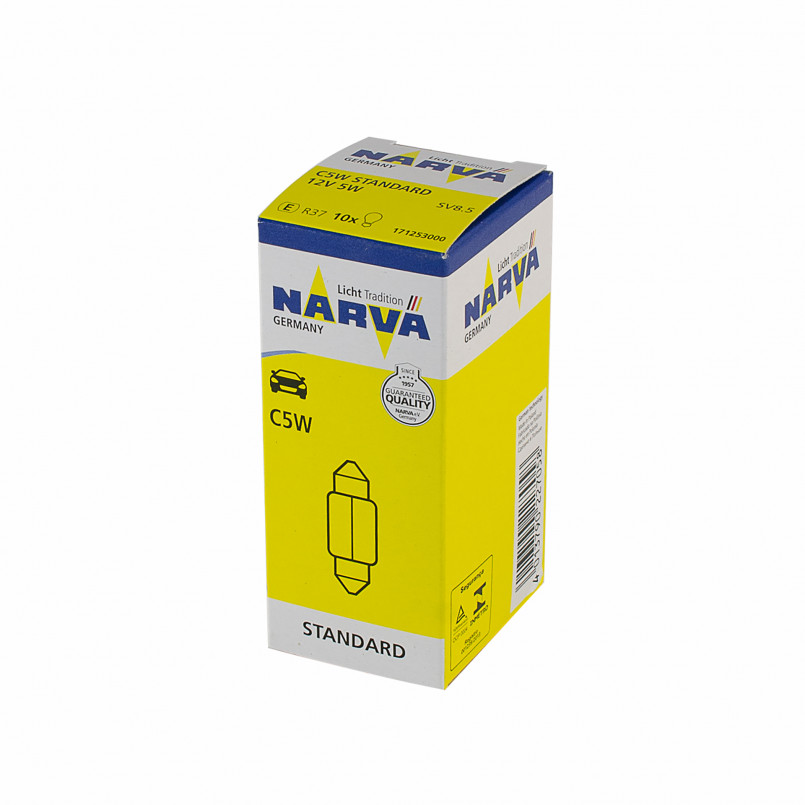 171253000 NARVA Лампа C5W 12V 5W SV8,5 11x35 |FESTOON 35mm| (10шт) — фото товара №2