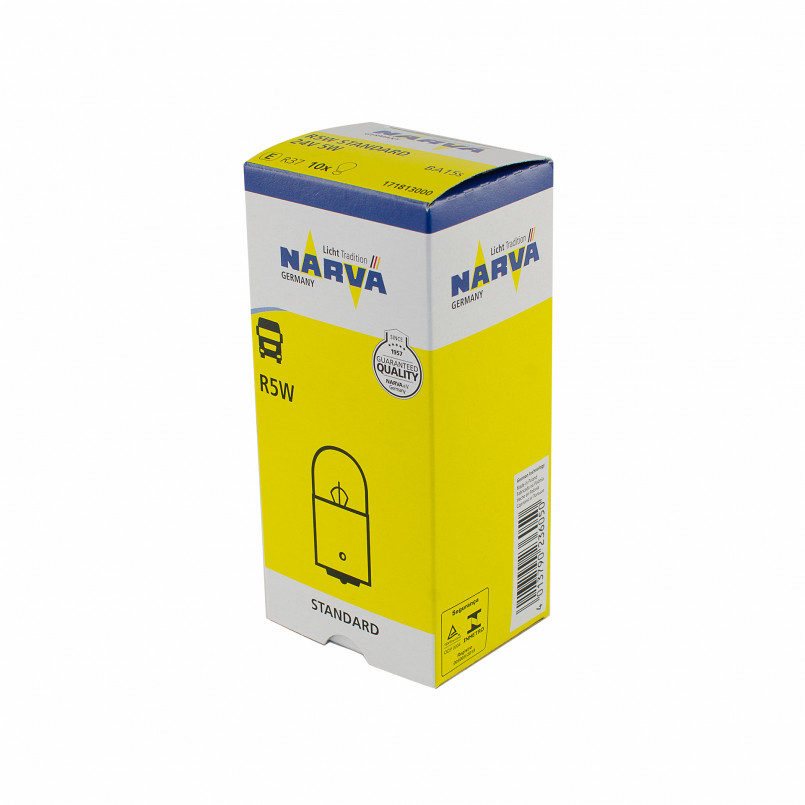 171813000 NARVA Лампа R5W 24V 5W BA15s |AUXILIARY LAMPS| (10шт) HD — фото товара №2