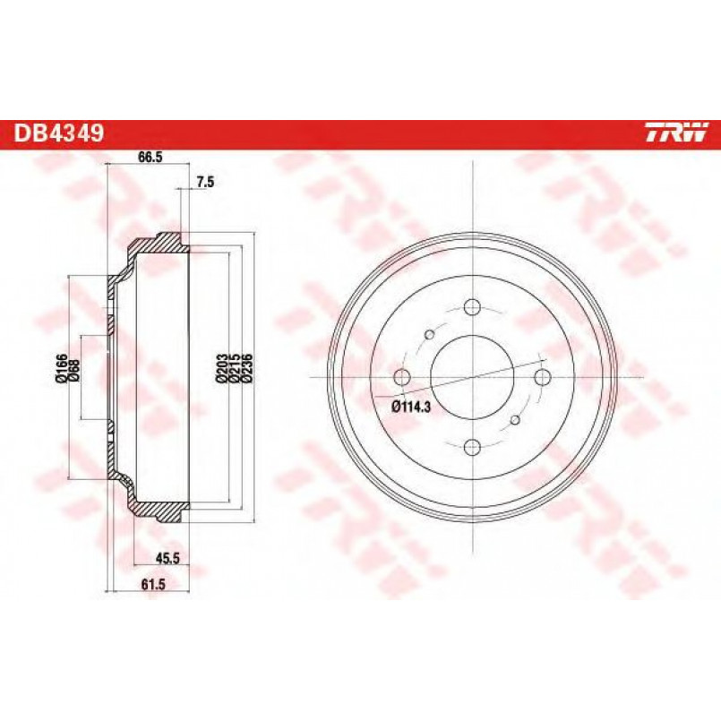 DB4349  TRW - Гальмівний барабан — фото товара №2