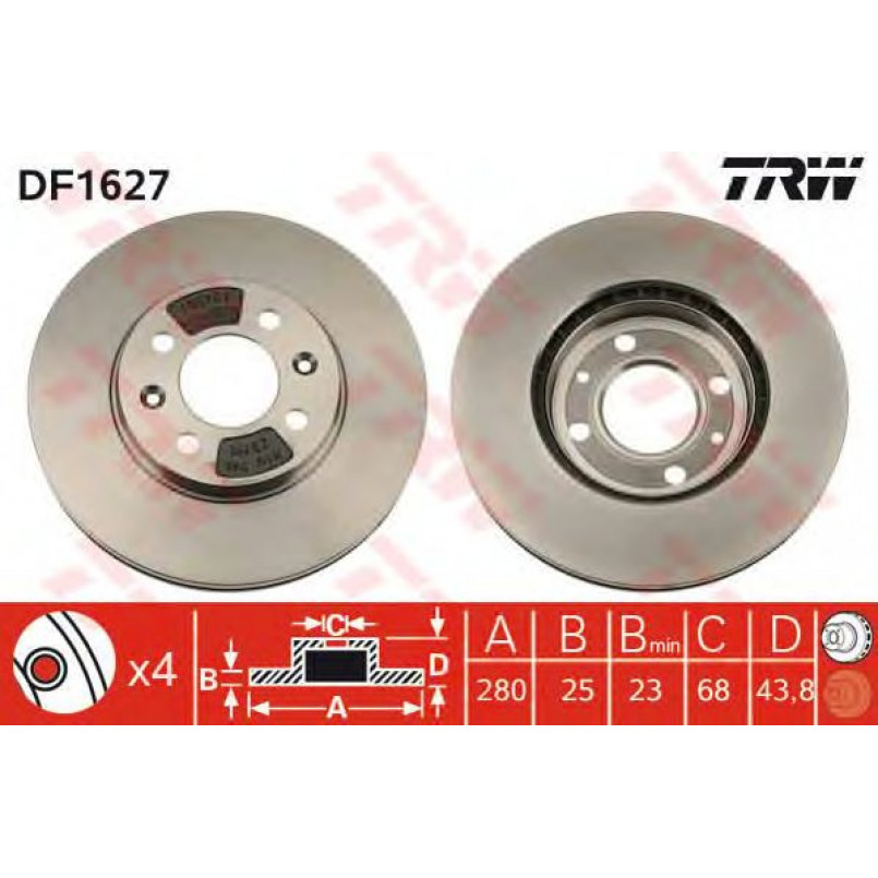 DF1627  TRW - Гальмівний диск — фото товара №1