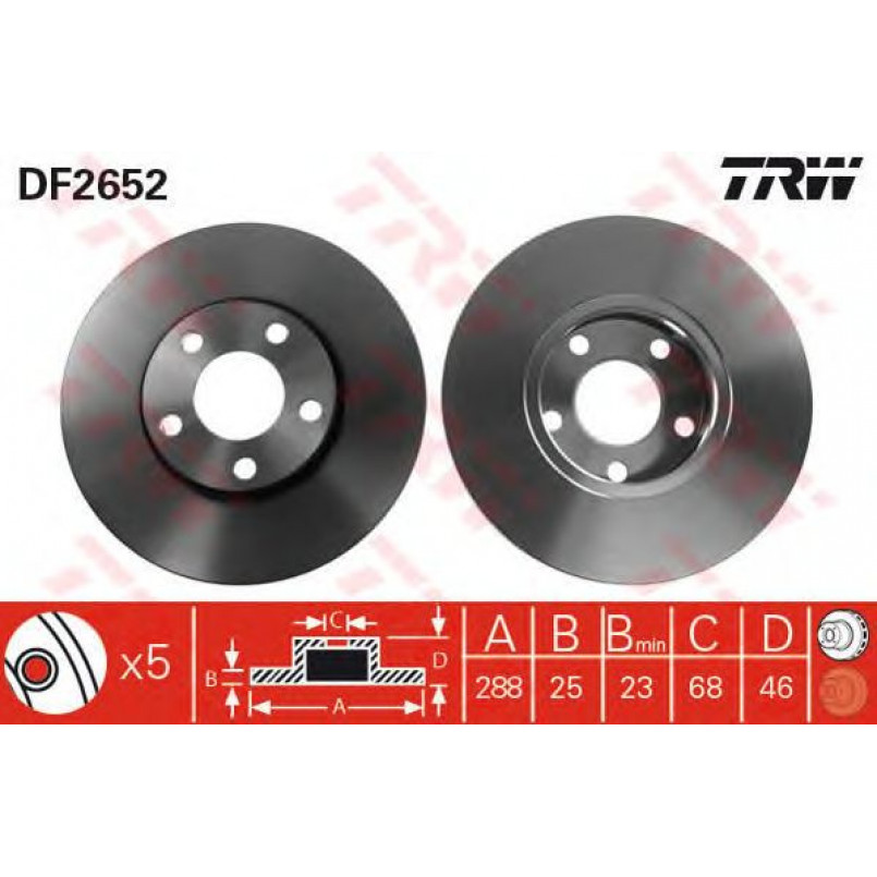 DF2652  TRW - Гальмівний диск — фото товара №1