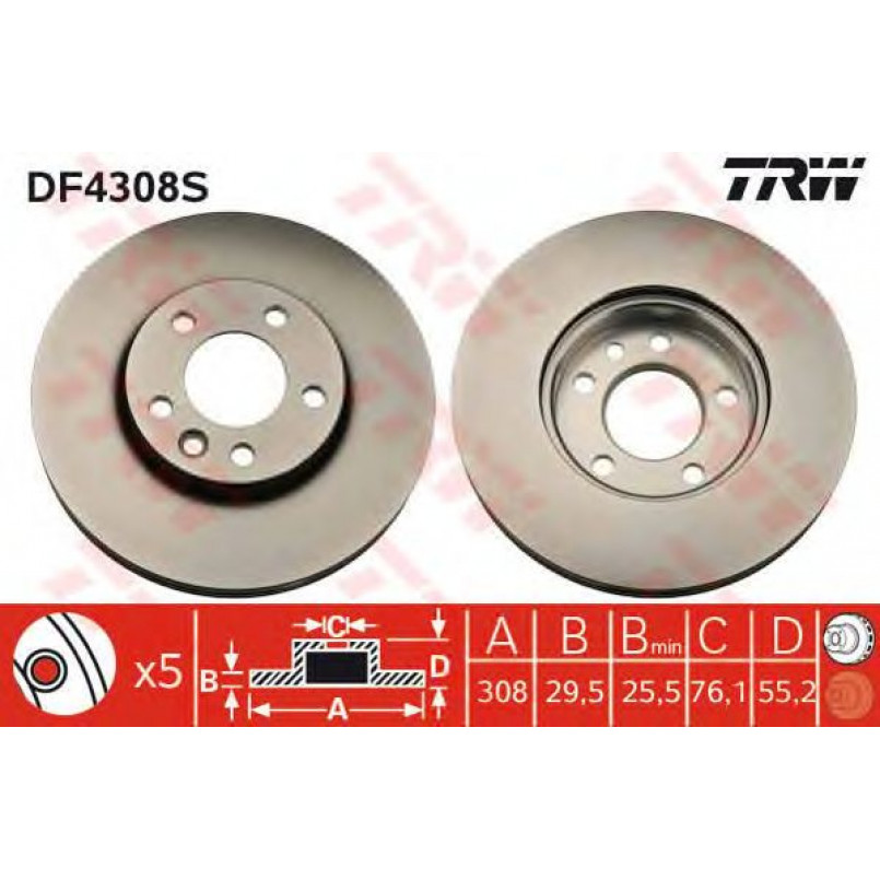 DF4308S  TRW - Гальмівний диск — фото товара №1