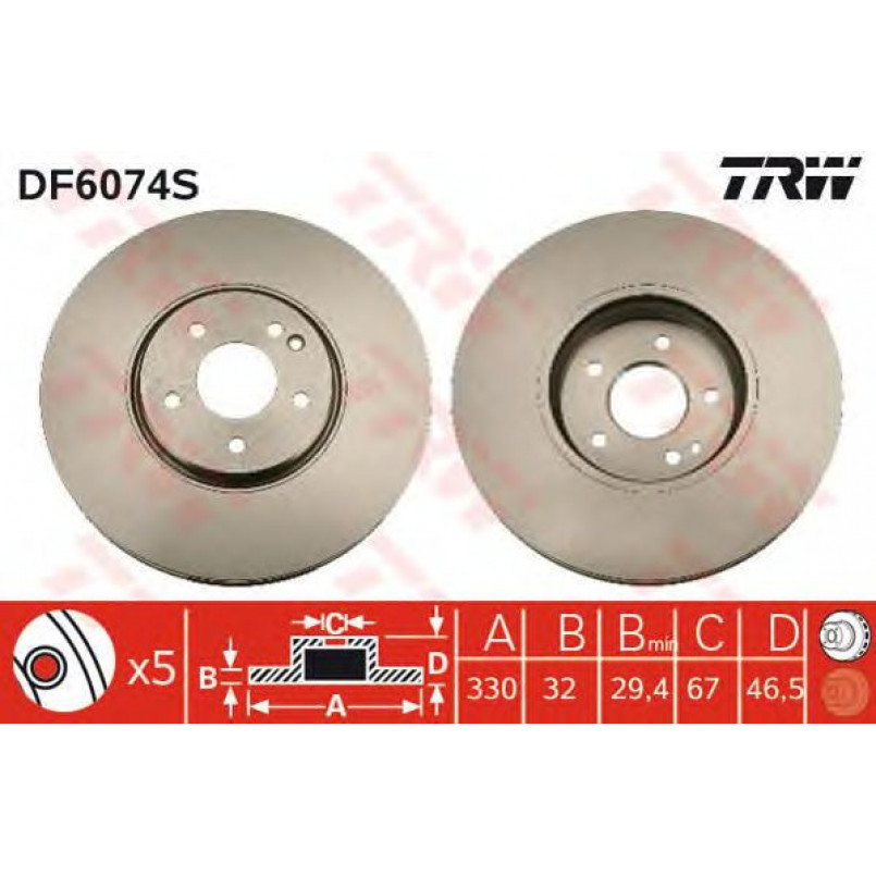 DF6074S  TRW - Гальмівний диск — фото товара №1