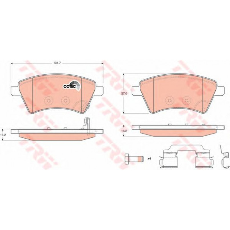 GDB1673  TRW - Гальмівні колодки до дисків — фото товара №1