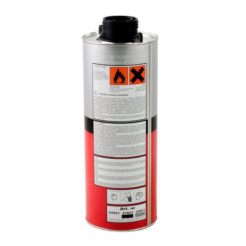 GRAVIT 600 Антикорозійне покриття MS - чорне 1,0л x12 — фото товара №5