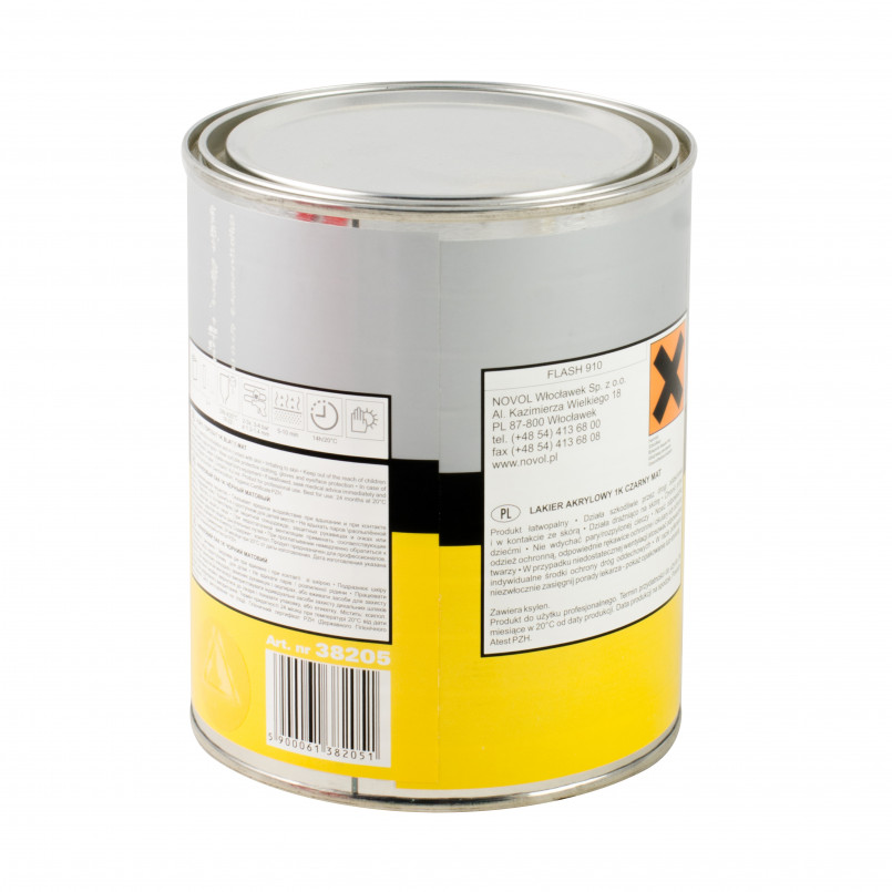 FLASH 910 Акрилова емаль - чорний мат 1,0 л — фото товара №5