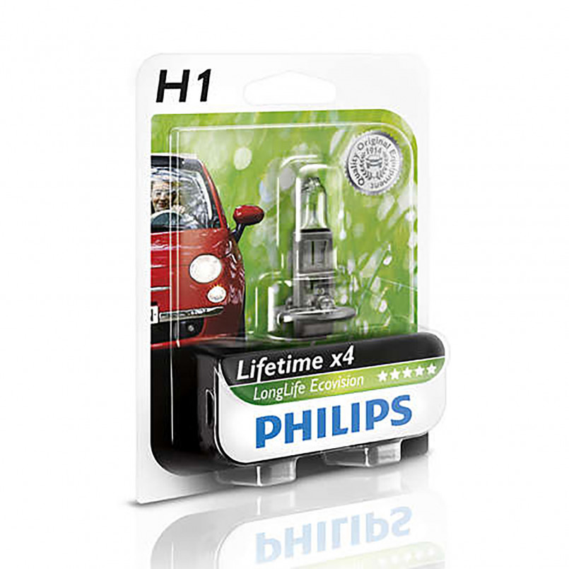 12258LLECOB1 (PHILIPS) H1 LongLife EcoVision 12V 55W P14,5s Blst. 1 pc. — фото товара №2