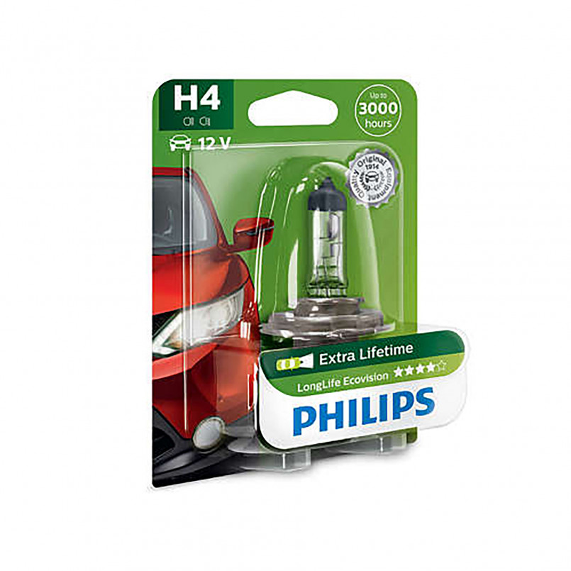 12342LLECOB1 (PHILIPS) H4 LongLife EcoVision 12V 60/55W P43t-38 Blst. 1 pc. — фото товара №2
