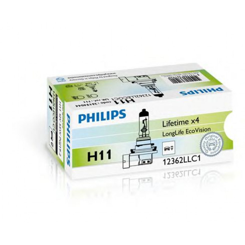 12362LLECOC1 (PHILIPS) H11 LongLife EcoVision 12V 55W PGJ19-2 — фото товара №1
