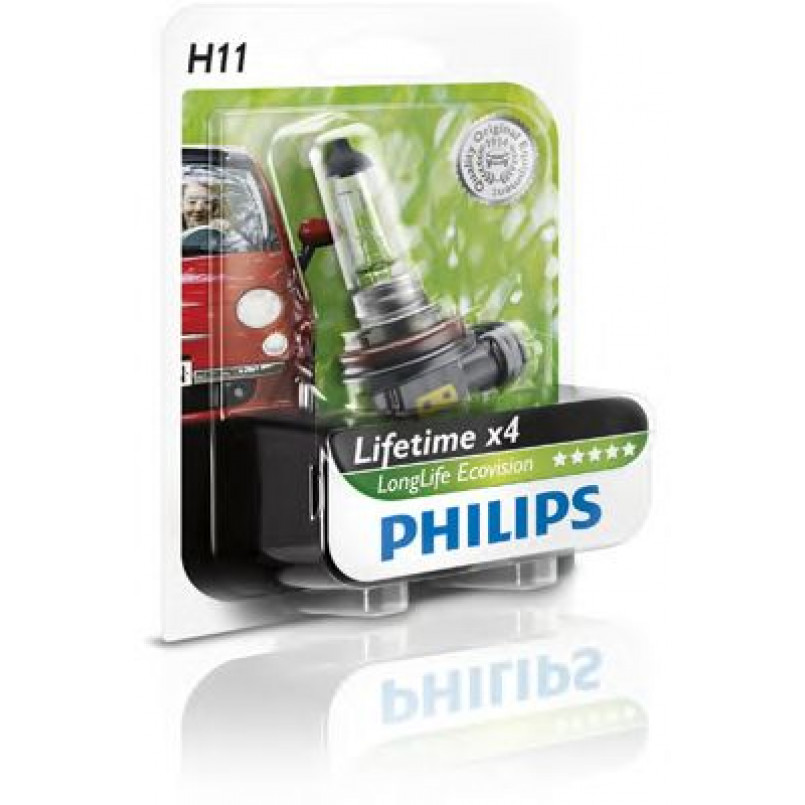 12362LLECOB1 (PHILIPS) H11 LongLife EcoVision 12V 55W PGJ19-2 Blst. 1 pc. — фото товара №1