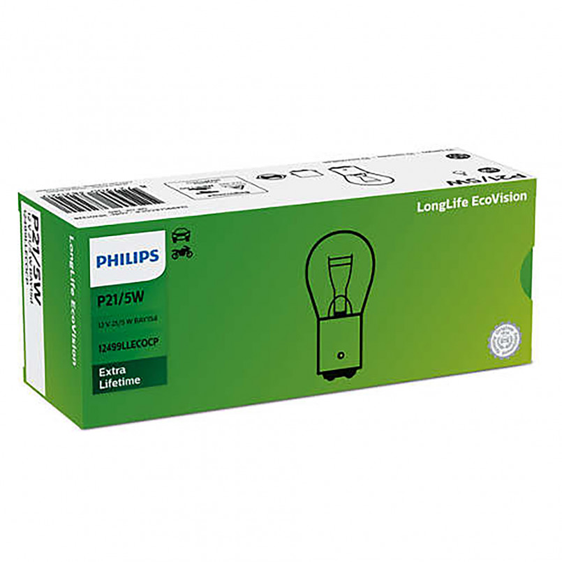 12499LLECOCP (PHILIPS) P21/5W LongLife EcoVision 12V 21/5W BAY15d — фото товара №2