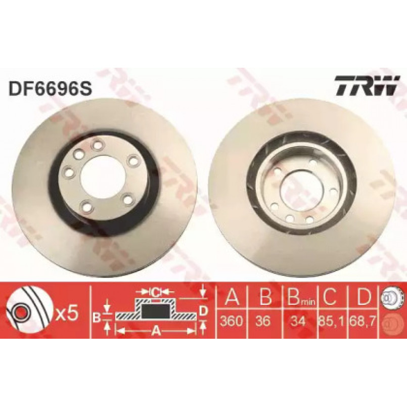 DF6696S  TRW - Гальмівний диск — фото товара №1