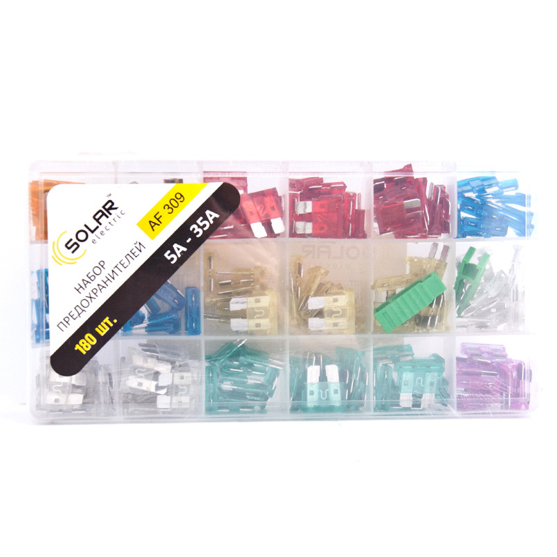 SOLAR Набір _стандарт_ запобіжників mix 180шт., (50шт./уп.) — фото товара №2