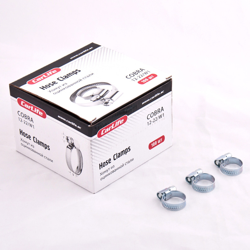 CARLIFE  Хомути  12-22,9mm, W1 (100шт.в.уп.) оцинк. — фото товара №1