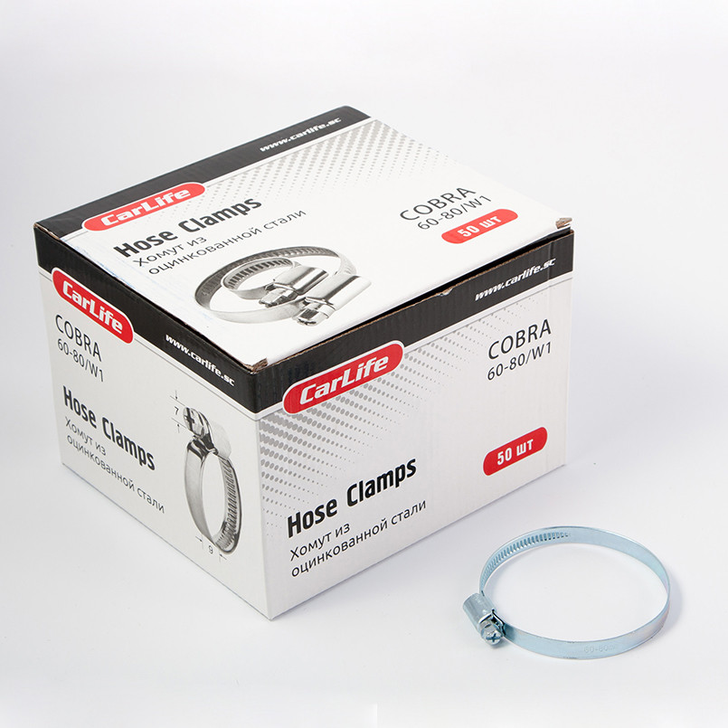 CARLIFE  Хомути  60-80,9mm, W1 (50шт.в.уп.) оцинк. — фото товара №1