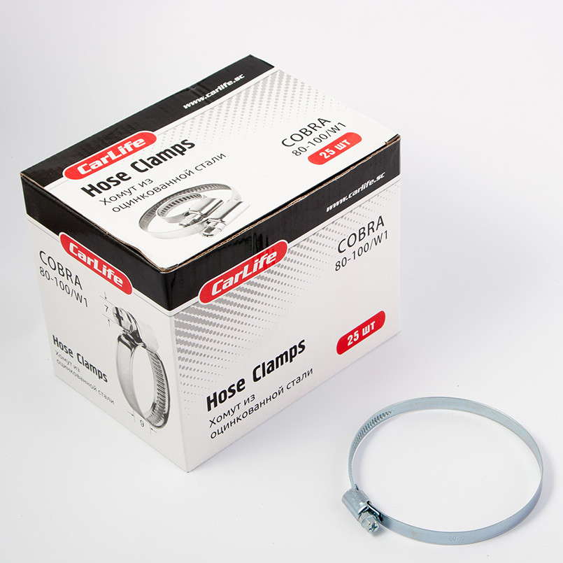 CARLIFE  Хомути  80-100,9mm, W1 (25шт.в.уп.) оцинк. — фото товара №1