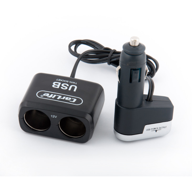 CARLIFE  Розгалужувач прикурювача  2в1 + USB, 12В, 5A  — фото товара №2