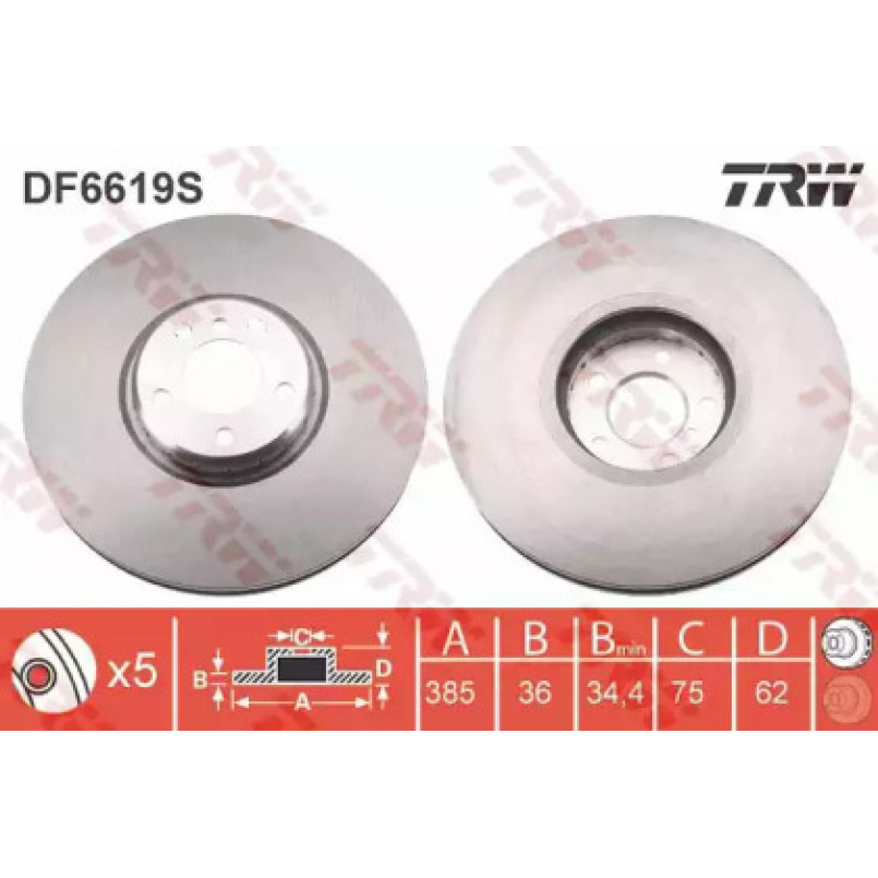 DF6619S  TRW - Гальмівний диск — фото товара №1