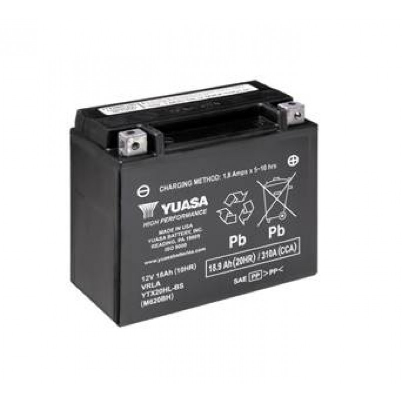 МОТО Yuasa 12V 18,9Ah  High Performance MF VRLA Battery AGM   YTX20HL-BS (сухозаряжений) — фото товара №1
