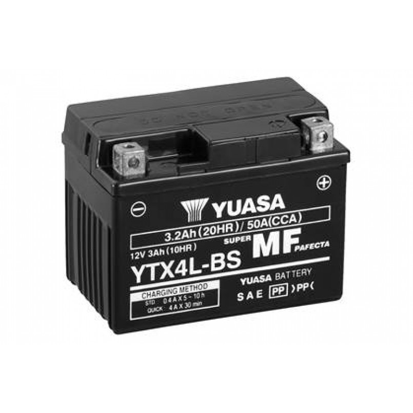 МОТО Yuasa 12V 3Ah  MF VRLA Battery AGM YTX4L-BS(сухозаряжений) — фото товара №1