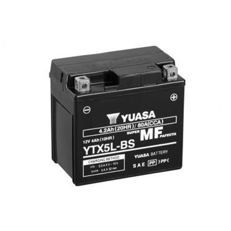 МОТО Yuasa 12V 4Ah  MF VRLA Battery AGM YTX5L-BS(сухозаряжений) — фото товара №1