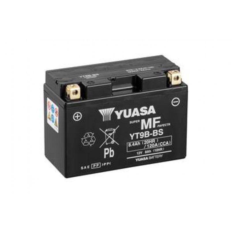 МОТО Yuasa 12V 8Ah MF VRLA Battery AGM YT9B-BS(сухозаряжений) — фото товара №1