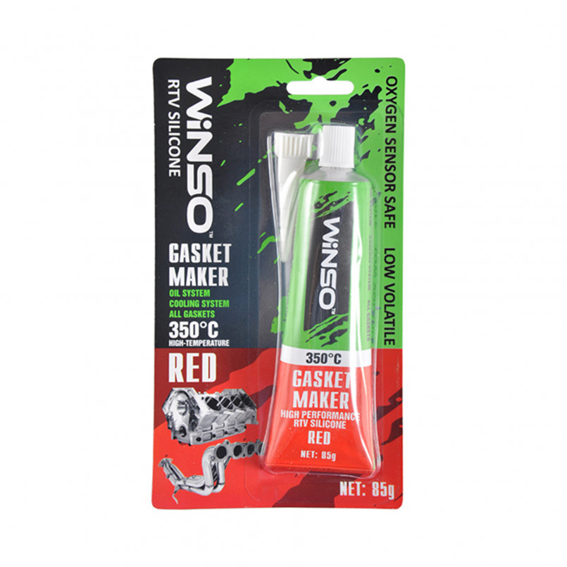 GASKET MAKER RED 85g +350⁰С Силіконовий герметик прокладок професійний червоний WINSO — фото товара №1
