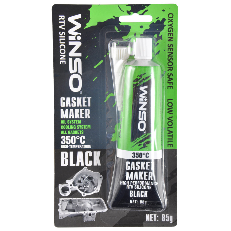 GASKET MAKER BLACK 85g +350⁰С Cиліконовий герметик прокладок професійний чорний  WINSO — фото товара №2