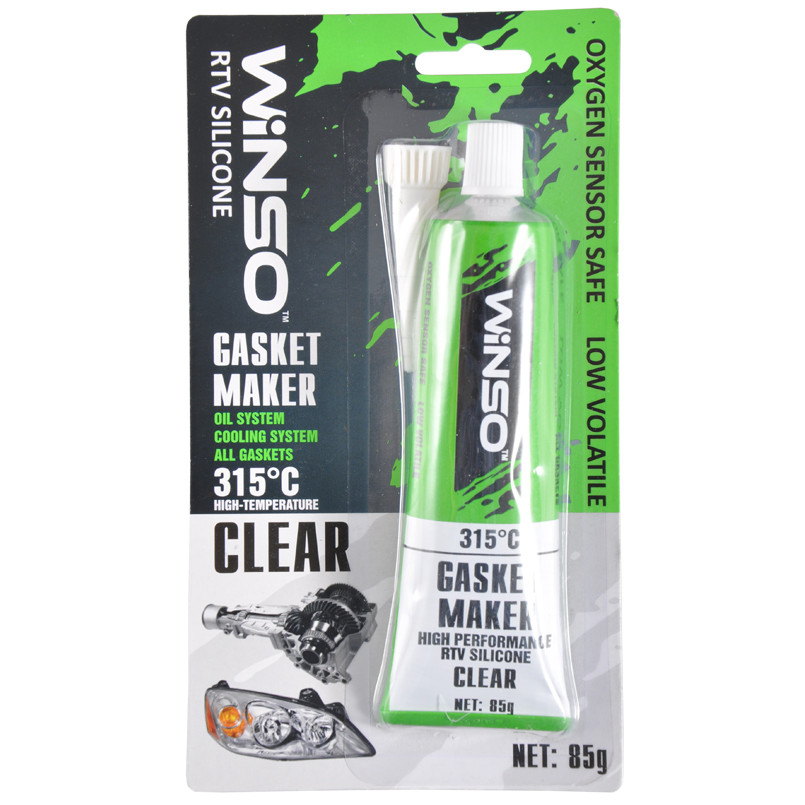 GASKET MAKER CLEAR 85g +315⁰С Силіконовий герметик прокладок професійний прозорий WINSO — фото товара №2