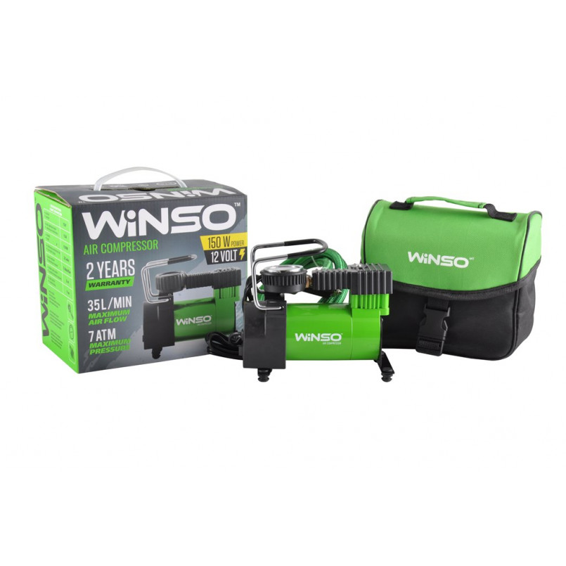 Компресор автомобільний WINSO 7 Атм, 35 л/хв. 150Вт, кабель 3м., шланг 1м. — фото товара №2