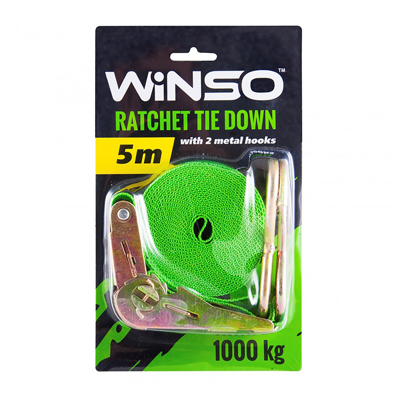 Стяжний ремінь з замком 1т.,5м., шир.ленти 25мм. WINSO, блістер — фото товара №1