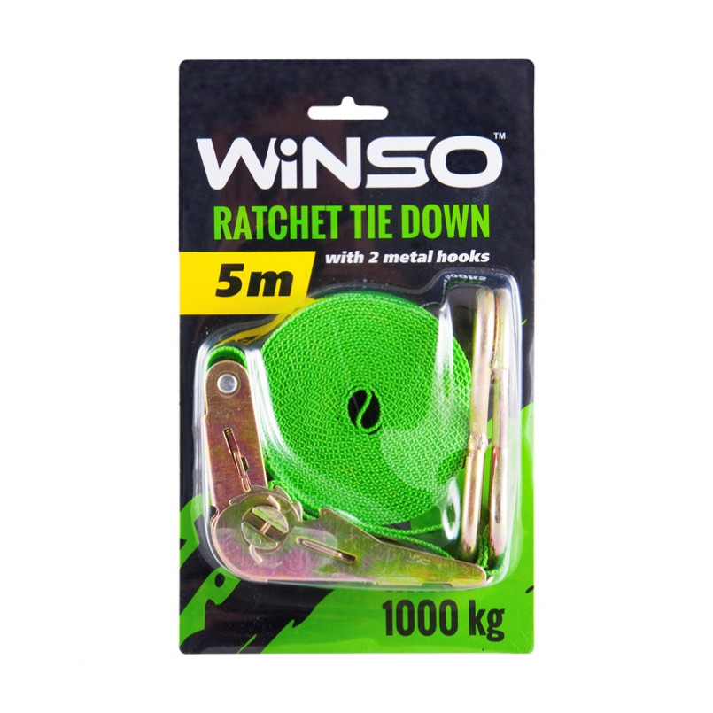 Стяжний ремінь з замком 1т.,5м., шир.ленти 25мм. WINSO, блістер — фото товара №2