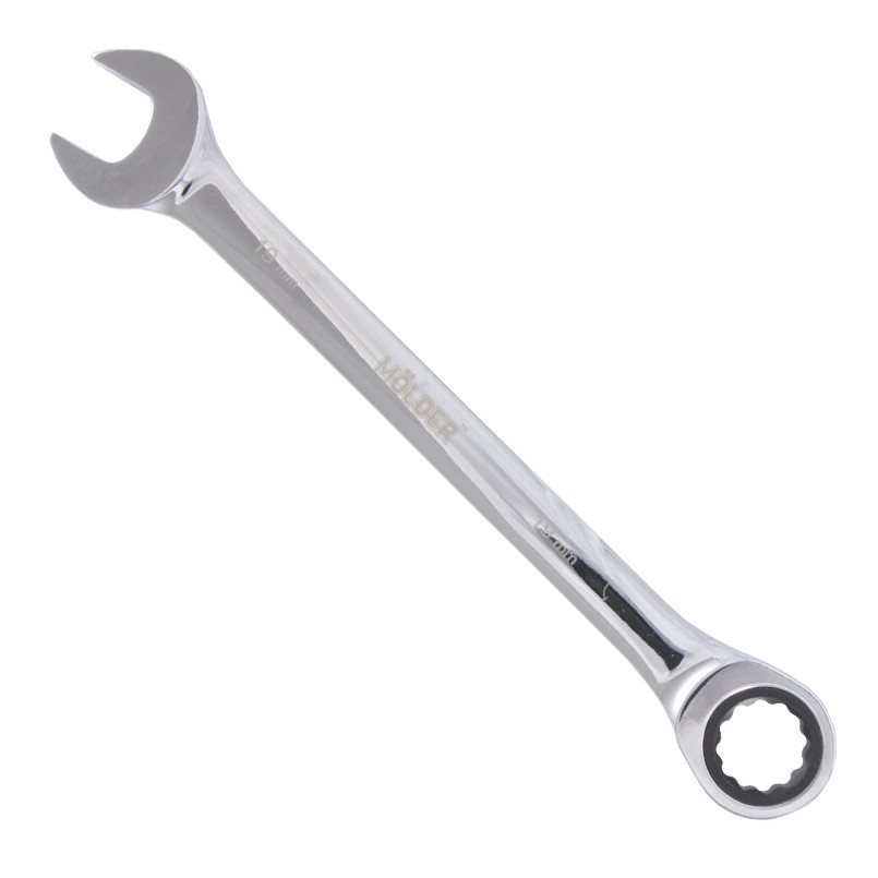 MOLDER Ключ комбінований з трещіткою CR-V, 19 мм, хромово-ванадієва сталь, — фото товара №2