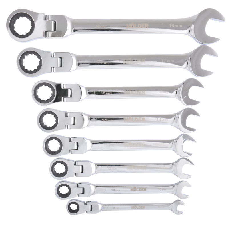 MOLDER Набір ключів комб. MOLDER з трещ та карданом CR-V, 8шт, 8-19 мм,8-10-12-13-14-15-17-19. — фото товара №2