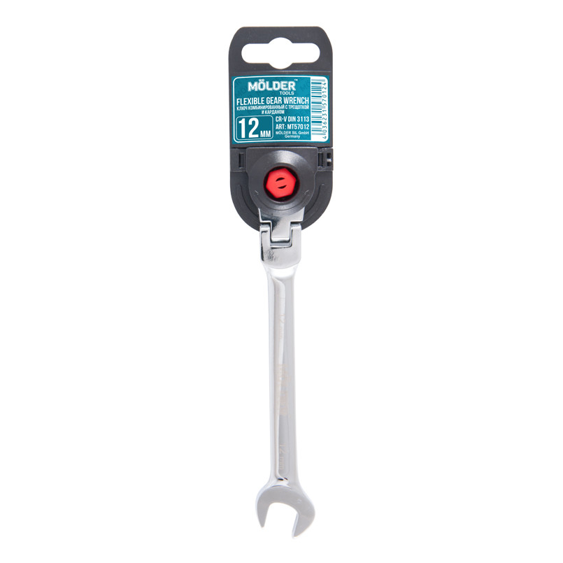 MOLDER Ключ комбінований з трещіткою та карданом CR-V, 12 мм, хромово-ванадієва сталь. — фото товара №1