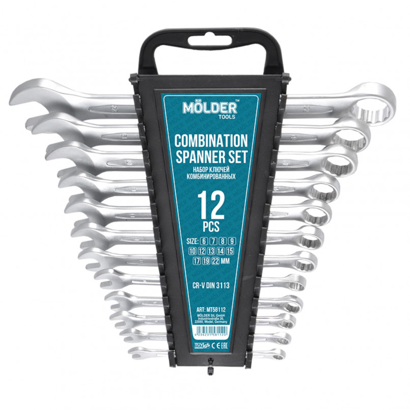 MOLDER Набір ключів комб. CR-V, 12шт., 6-22 мм, 6-7-8-9-10-12-13-14-15-17-19-22, — фото товара MOLDER Набір ключів комб. CR-V, 12шт., 6-22 мм, 6-7-8-9-10-12-13-14-15-17-19-22, — фото товара