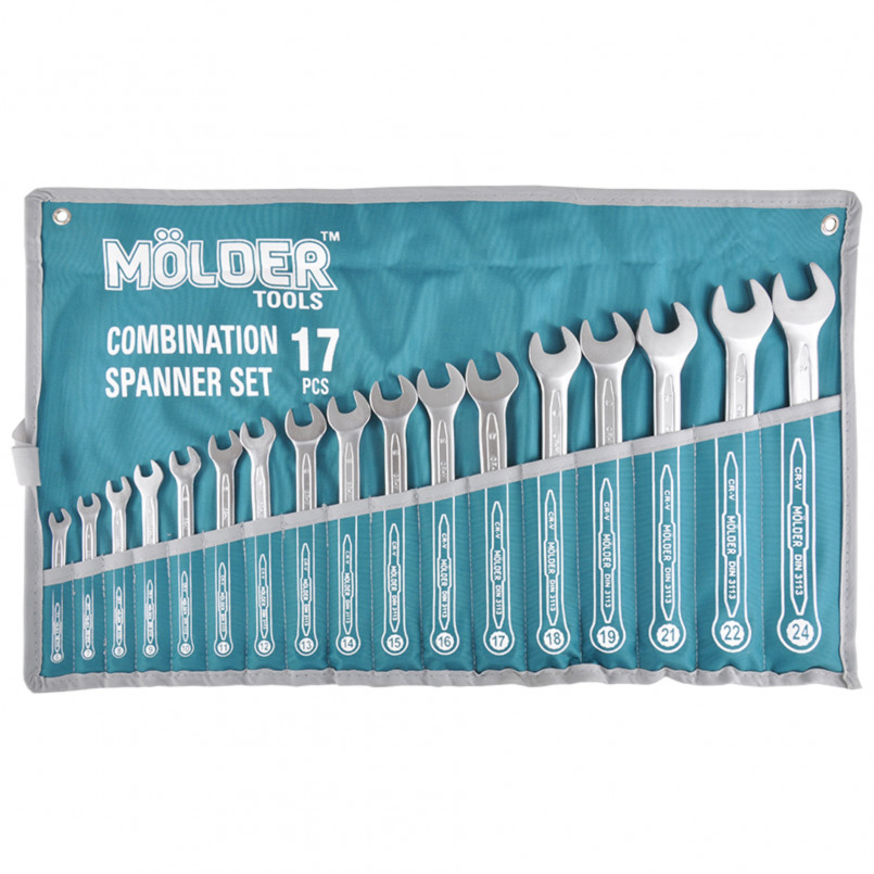 MOLDER Набір ключів комб. CR-V, 17шт., 6-24 мм, 6-7-8-9-10-11-12-13-14-15-16-17-18-19-21-22-24 — фото товара MOLDER Набір ключів комб. CR-V, 17шт., 6-24 мм, 6-7-8-9-10-11-12-13-14-15-16-17-18-19-21-22-24 — фото товара