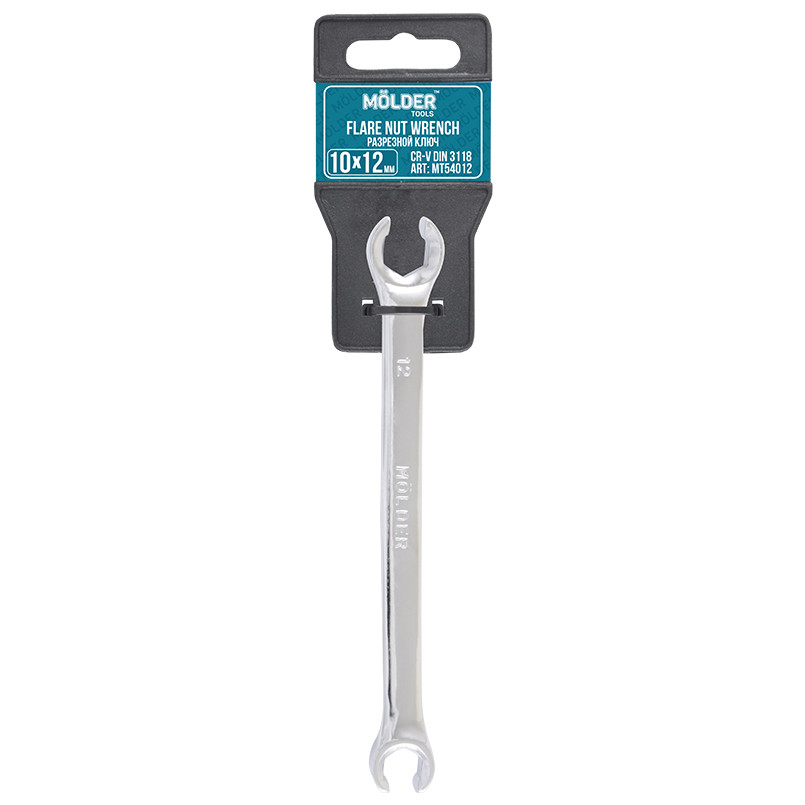MOLDER Ключ розрізний CR-V, 10х12 мм, хромово-ванадієва сталь, нікель-хромоване покриття — фото товара №1