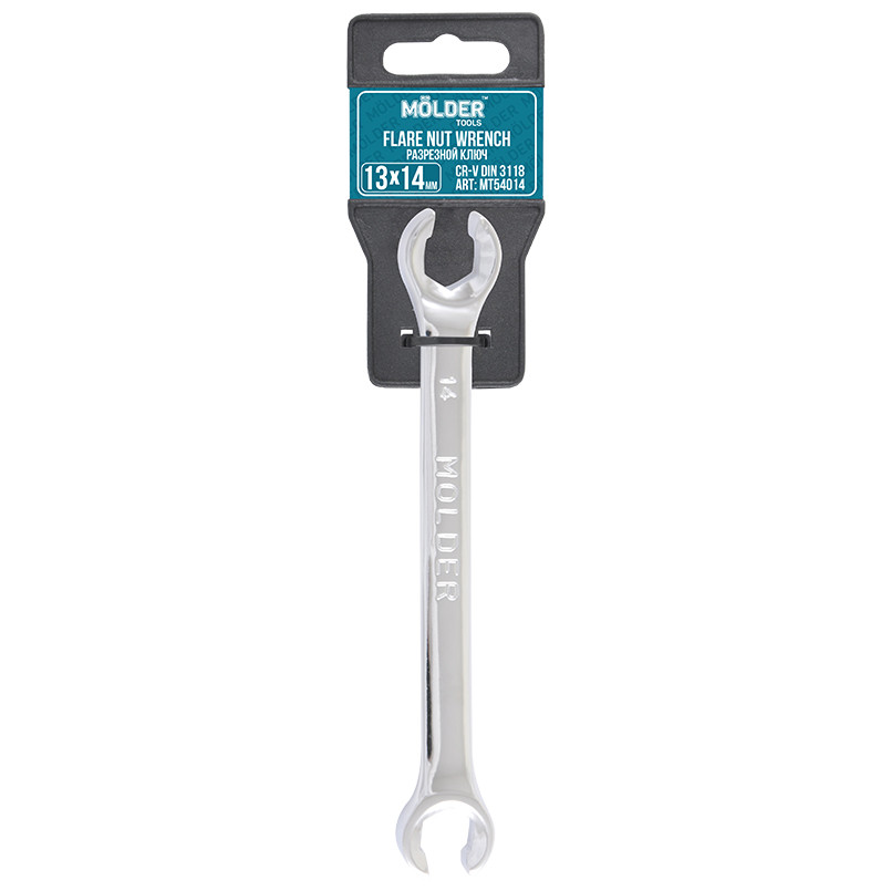 MOLDER Ключ розрізний CR-V, 13х14 мм, хромово-ванадієва сталь, нікель-хромоване покриття — фото товара №1