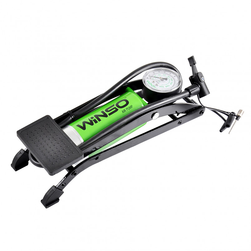 Насос ножний WINSO з манометром, циліндир 55*120мм.,довж.шланга 60см.,в компл.3 адаптери  (25шт/ящ) — фото товара №1