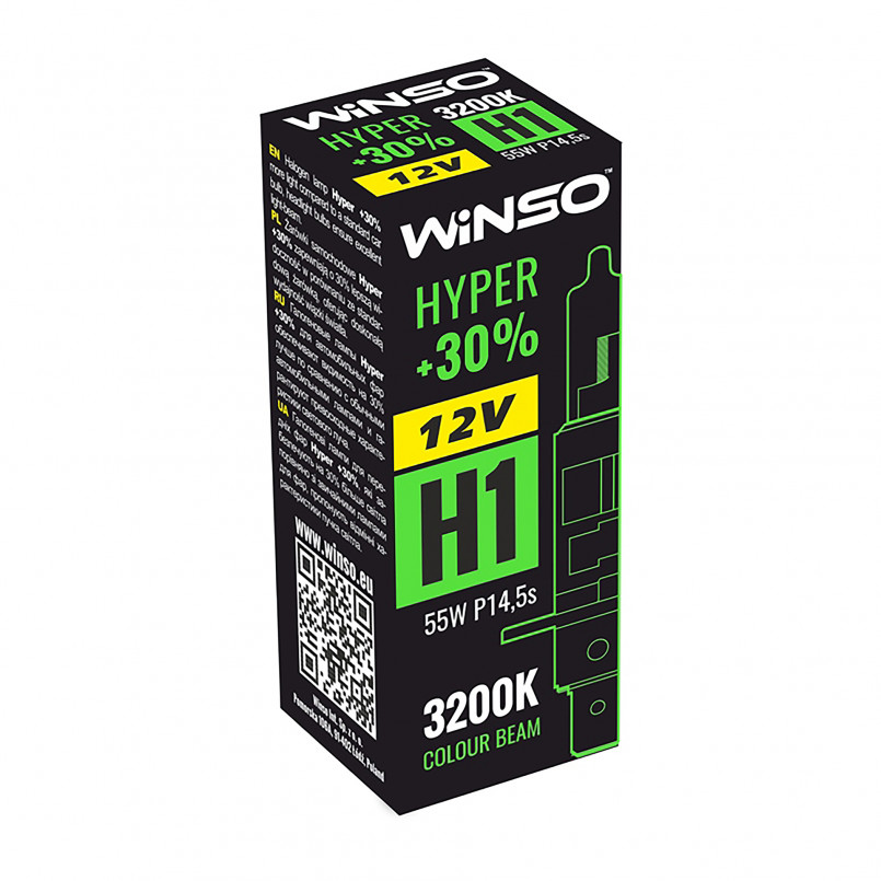 12V H1 HYPER +30% 55W P14.5s WINSO — фото товара №1