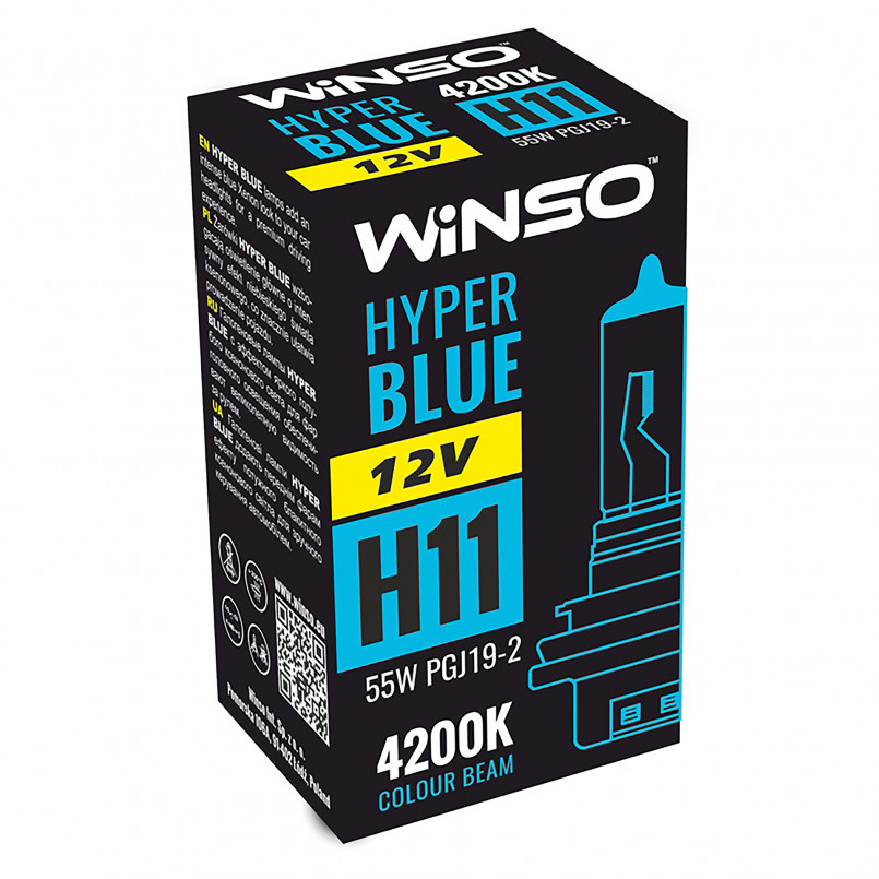 12V H11 HYPER BLUE 4200K 55W PGJ19-2 WINSO — фото товара №1
