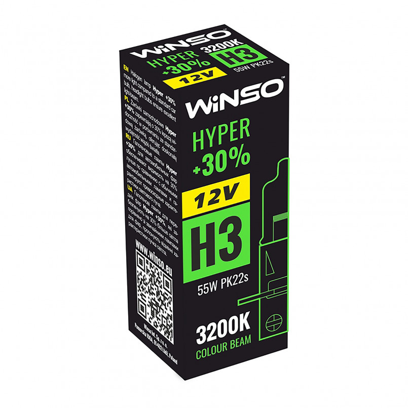 12V H3 HYPER +30% 55W PK22s WINSO — фото товара №1