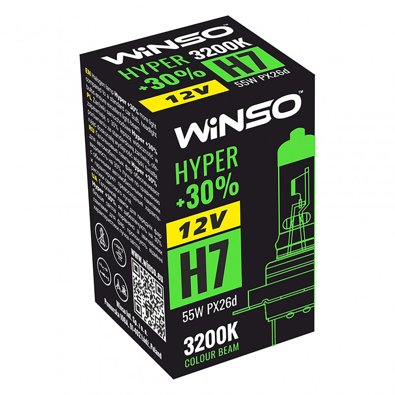 12V H7 HYPER +30% 55W PX26d WINSO — фото товара №1