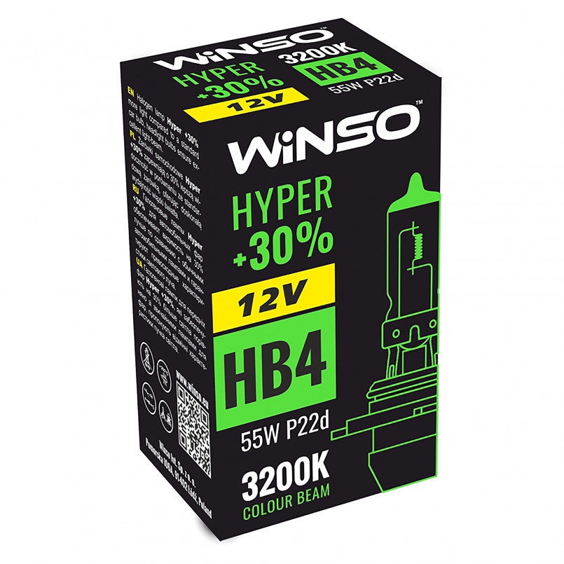 12V HB4 HYPER +30% 55W P22d WINSO — фото товара №1