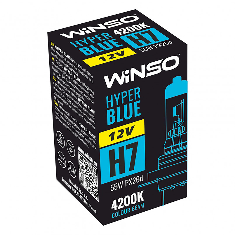 12V H7 HYPER BLUE 4200K 55W PX26d WINSO — фото товара №1